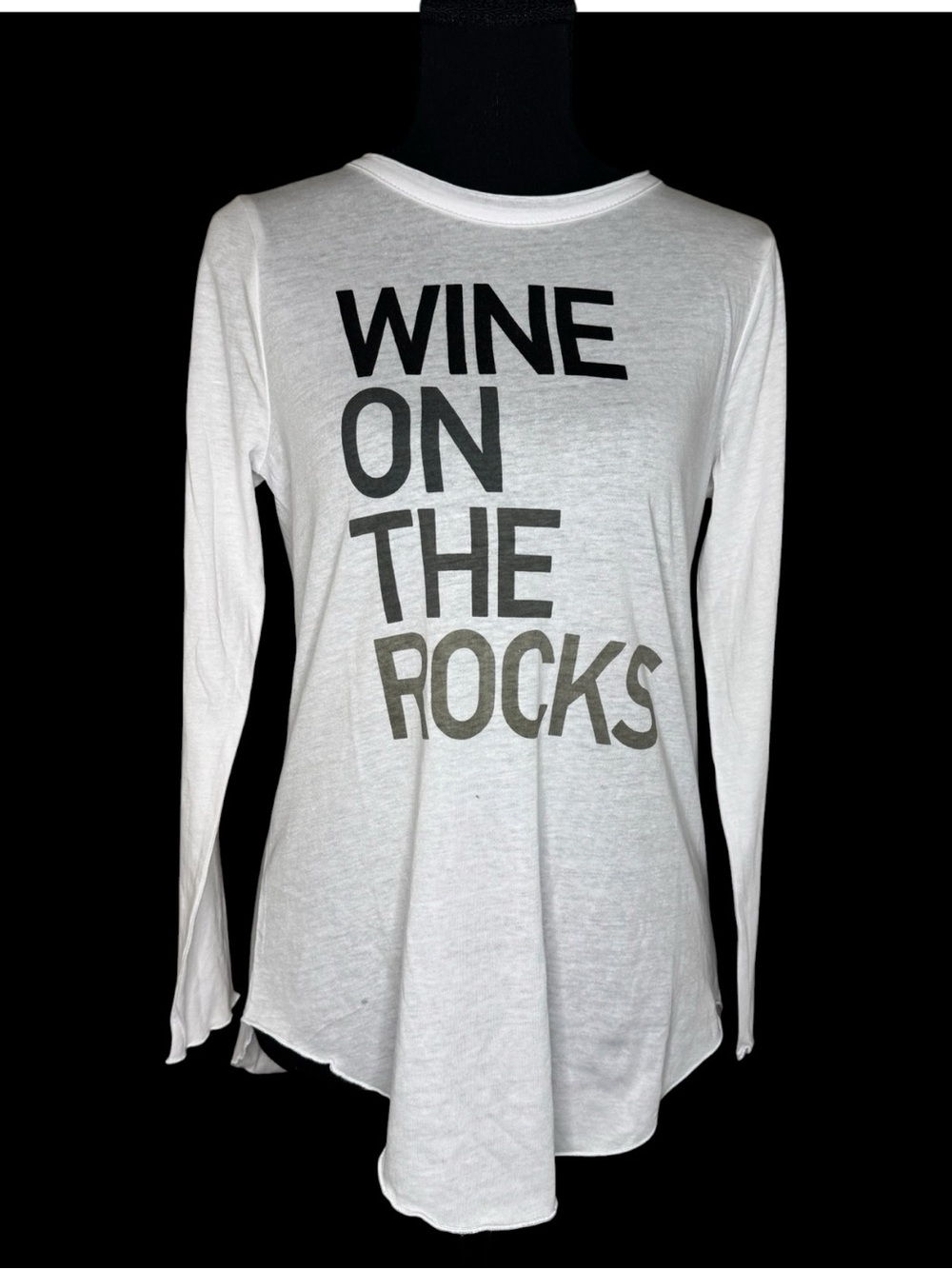 Chaser White Long-Sleeve Graphic Tee "Wine On The Rocks"